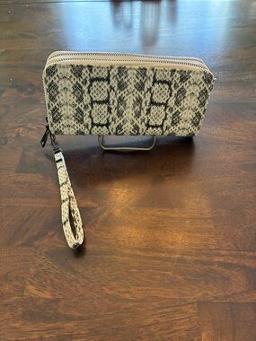 a new day Snake-Print Wristlet Wallet in Black and Cream